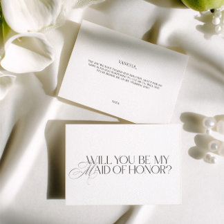 Elegant Modern White Maid of Honor Proposal Card Inbjudningar