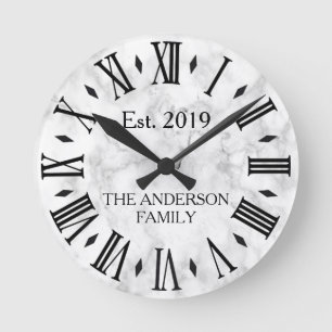 Elegant Modern White Marble Rund Klocka