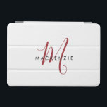 Elegant Modern White Red Script Monogram iPad Mini Skydd<br><div class="desc">Elegant Modern White Red Script Monogram iPad Mini Cover. Ett elegant-rött skript monogram i kombination med ett rent svart-serif-teckensnitt gör att contemporaryn ser ut.</div>