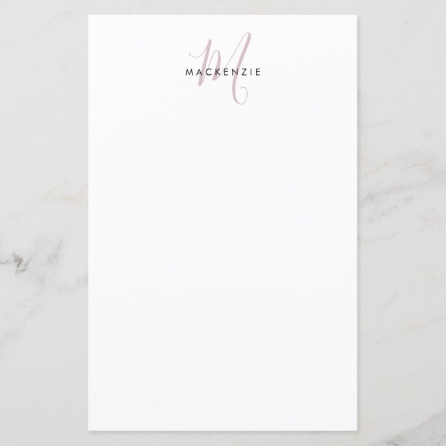 Elegant Modern White  Rosa Script Monogram (Framsida)