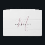Elegant Modern White  Rosa Script Monogram iPad Mini Skydd<br><div class="desc">Elegant Modern White  Rosa Script Monogram iPad Mini Cover. Ett monogram för  Rosa i elegant kombinerat med ett rent svart smekif-teckensnitt gör att contemporaryn ser ut.</div>