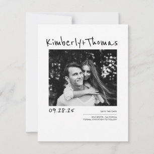 Elegant Modern White Save Date Photo Spara Datumet