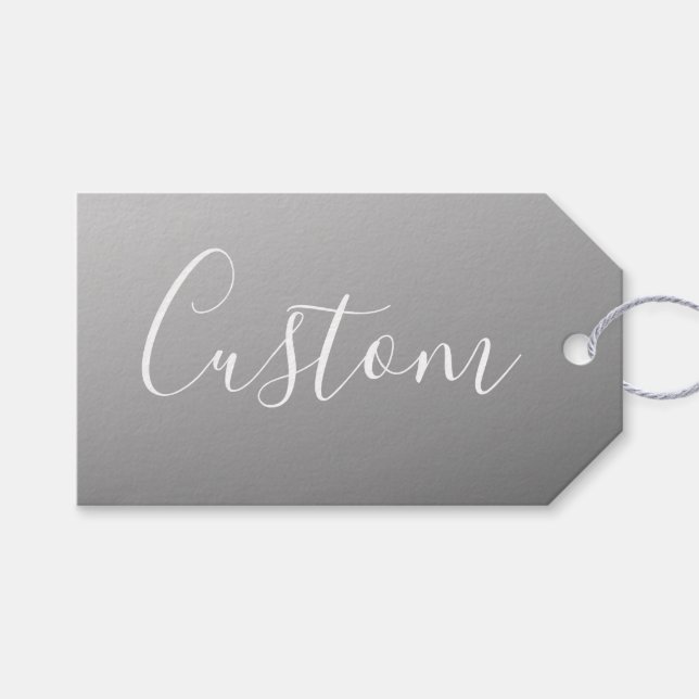 Elegant Modern White Script Write Grått Gradient Presentetikett (Framsidan (Horisontell))