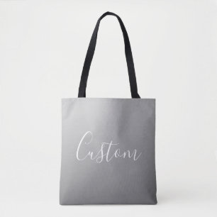 Elegant Modern White Script Write Grått Gradient Tygkasse