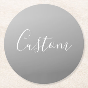 Elegant Modern White Script Write Grått Gradient Underlägg Papper Rund