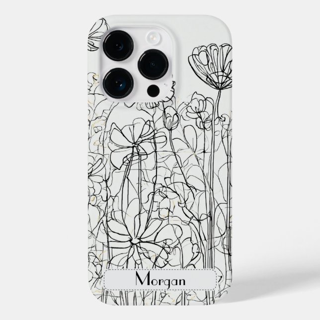 Elegant Modern Wildblommor vit och svart (Baksida)