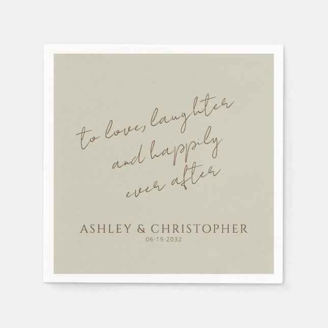 Elegant Modern Wildblommtaupe Bröllop Pappersservett (Framsidan)