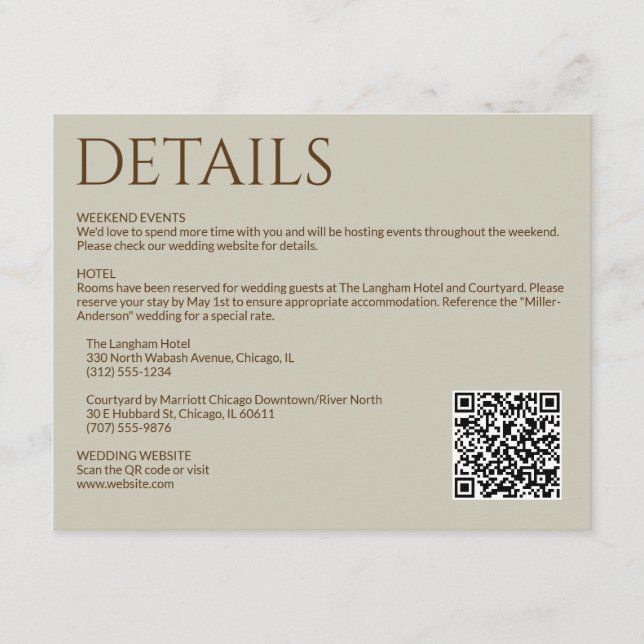 Elegant Modern Wildblommtaupe Bröllop Tilläggskort (Framsida)