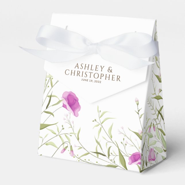 Elegant Modern WildblommWhite & Bronze Bröllop Presentaskar (Framsidan Sidan)