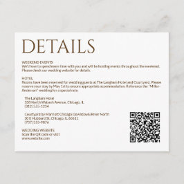 Elegant Modern WildblommWhite & Bronze Bröllop Tilläggskort