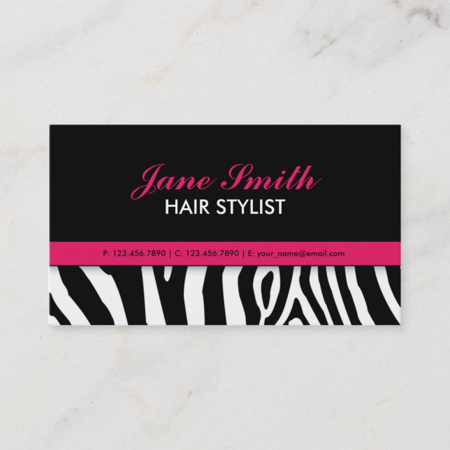 Elegant Modern Zebra tryck Professionell Snyggt Visitkort (Framsida)