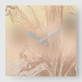 Elegant moderna marmor av kopparmarmor ro guld gli fyrkantig klocka