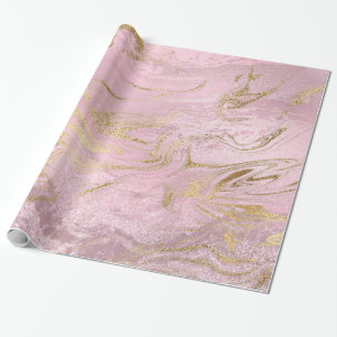 Elegant moderna marmor guld och ro guld och glitte presentpapper