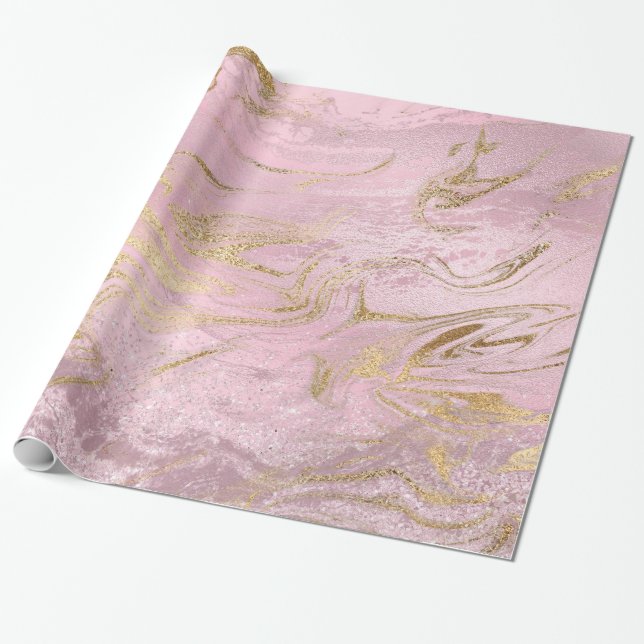 Elegant moderna marmor guld och ro guld och glitte presentpapper (Utrullad)