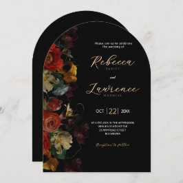 Elegant moderna moody blommor arch bröllop inbjudningar