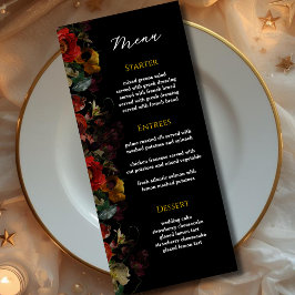 Elegant moderna moody blommor bröllop meny