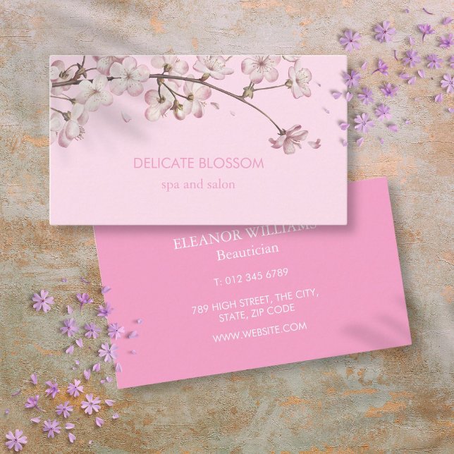 Elegant Moderna Ömtakliga Blommande Rosa Visitkort (Chic Modern Delicate Blossom Pink Business Card)