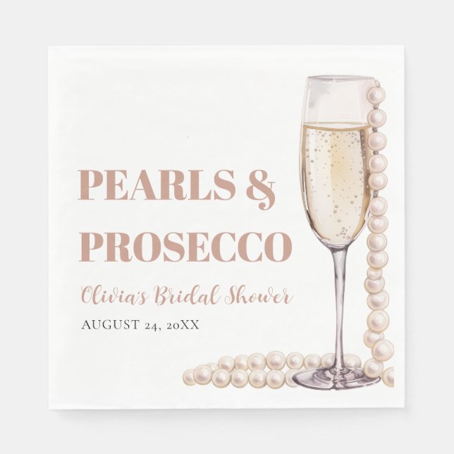 Elegant moderna pärlor och Prosecco bröllopsdusch Pappersservett (Framsidan)
