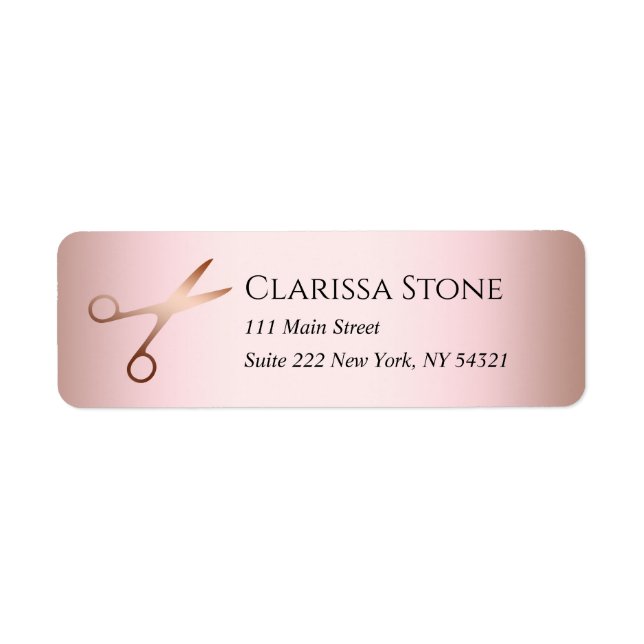 Elegant moderna ro-saxar för guld returadress etikett (Framsidan)