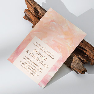 Elegant moderna rosa-penseldrag bröllop inbjudningar