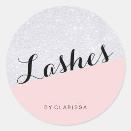 Elegant moderna silverglitter rosa ögonfransar runt klistermärke