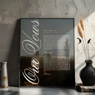 Elegant moderna typsnitt bröllopslöften med foto poster