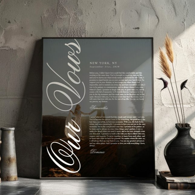 Elegant moderna typsnitt bröllopslöften med foto poster (Skapare uppladdad)