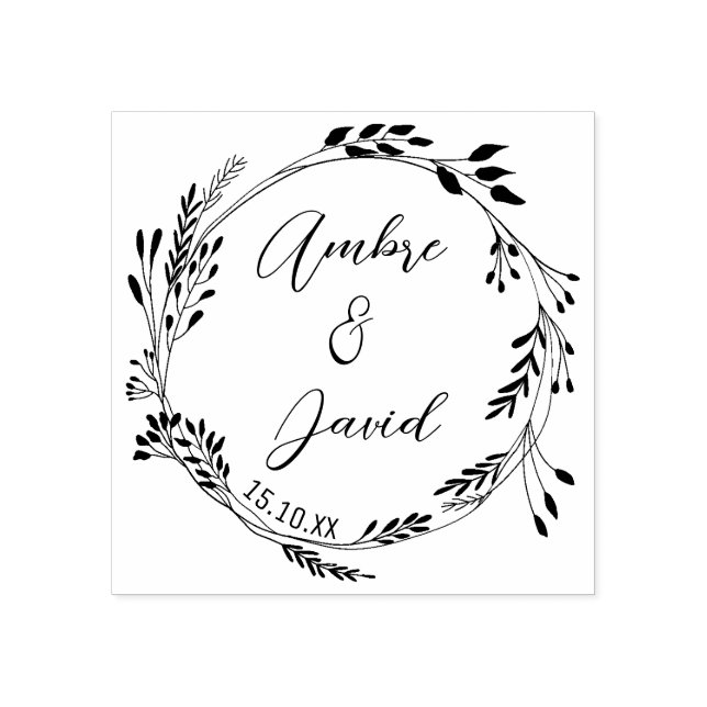 Elégant, Moderne, Couronne Florale Stämpel (Tryck)