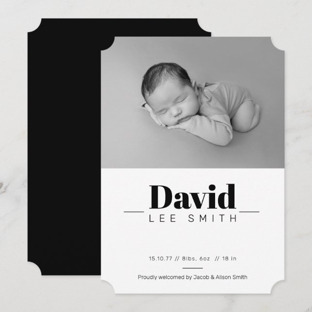 Elegant modernt födelseattentkort meddelande (Fram/baksida)