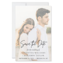 Elegant Modernt Manuskript Bröllop Spara Datum