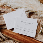 Elegant, modernt, minimalistiskt Bröllop OSA Kort<br><div class="desc">Det här är en modern minimalistisk OSA kort med ett vackert kalligrafteckensnitt och en enkel, elegant teckensnittskoppling. Redigera de flesta formuleringar och färg. "REPLY" i ord är inte redigerbart, men färg kan ändras. // För matchande artiklar, gå till "ALICE"-samlingen i Nicole Zazzle-butiken med vänlig hälsning. * Om du tycker om...</div>