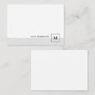 Elegant Modernt Monogram Grå Kant Initial Namn Anteckningskort
