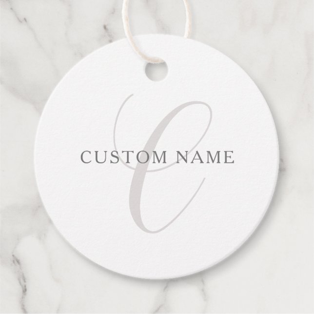 Elegant Modernt Monogram | Grå & Vit (redigerbar) Gåvor Etiketter (Framsida)