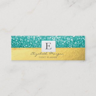 Elegant Modernt Monogram Guld, Glitter Bokeh Mini Visitkort