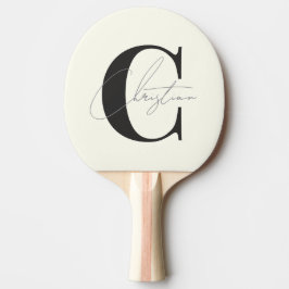 Elegant Modernt Monogram Ivory och Varmt Svart Pingisracket