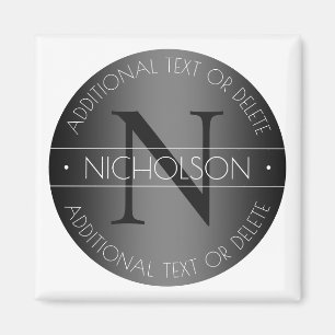 Elegant modernt monogram med svart & vit skuggning magnet