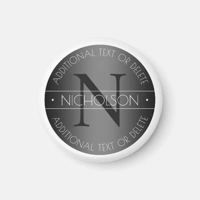 Elegant modernt monogram med svart & vit skuggning magnet (Framsidan)