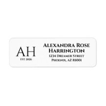 Elegant Modernt Monogram Returadress