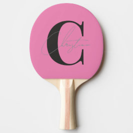 Elegant Modernt Monogram Rosa och Svart Pingisracket