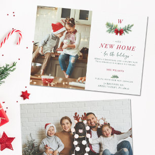 Elegant Modernt Nytt Hem Familj Monogram 2 Bilder Julkort