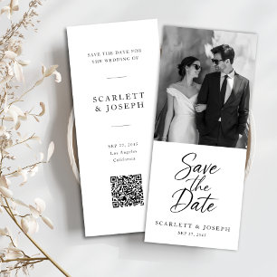 Elegant modernt QR-kod-foto bokmärke Spara Datumet