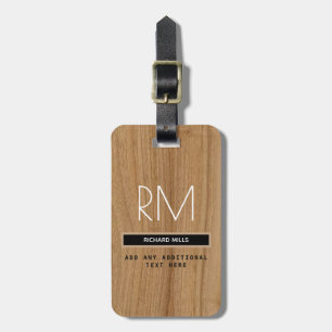 elegant modernt träliknande monogram bagagebricka