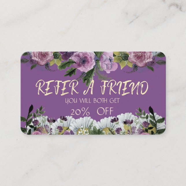 Elegant Modernt Vattenfärg Blommigt Rekommendation Rabattkort (Framsida)