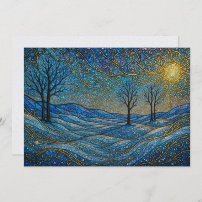 Elegant Modernt Whimsiskt Unikt Boho Julkort (Fram/baksida)