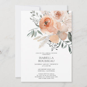 Elegant Möhippa Blommigt Peach-Grönt Inbjudningar