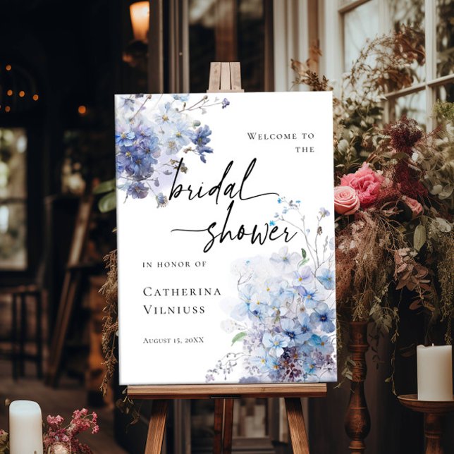 Elegant Möhippa Blue Wildblommor Välkommen Poster (Skapare uppladdad)