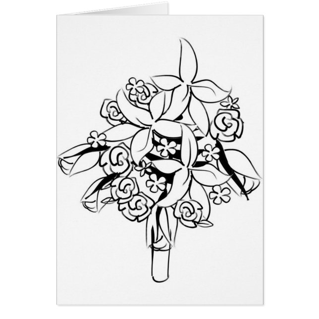Elegant Möhippa Bouquet Clipart Hälsningskort (Framsidan)