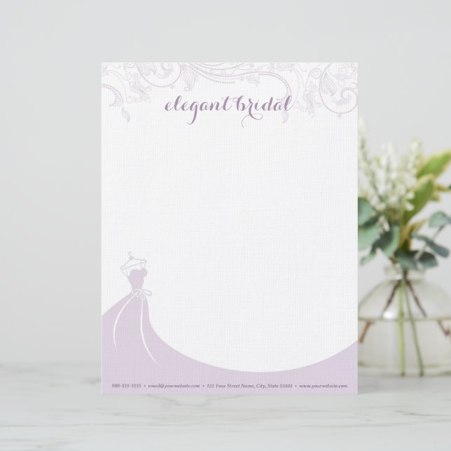 Elegant Möhippa Bröllop Lila  Letterhead Brevhuvud (Stående Fram)