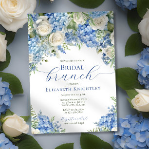 Elegant Möhippa Brunch Blue Hydrangea Möhippa Inbjudningar