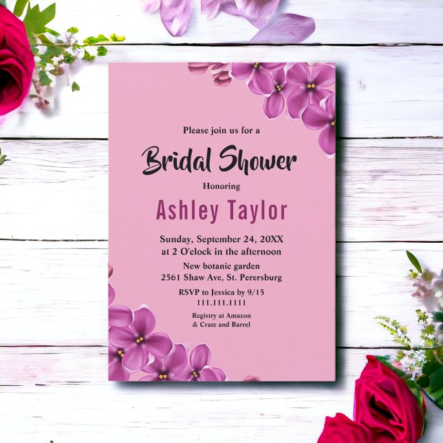 Elegant Möhippa för Blommigten Ro, orkidéblomma Inbjudningar (Skapare uppladdad)